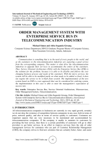 ORDER MANAGEMENT SYSTEM WITH ENTERPRISE SERVICE BUS IN TELECOMMUNICATION INDUSTRY