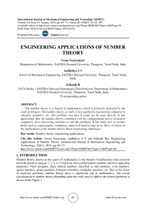 ENGINEERING APPLICATIONS OF NUMBER THEORY 