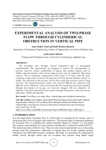 EXPERIMENTAL ANALYSIS OF TWO-PHASE FLOW THROUGH CYLINDERICAL OBSTRUCTION IN VERTICAL PIPE 