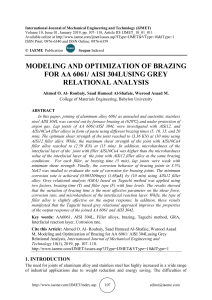 MODELING AND OPTIMIZATION OF BRAZING FOR AA 6061/ AISI 304LUSING GREY RELATIONAL ANALYSIS 