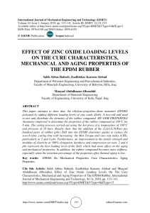 EFFECT OF ZINC OXIDE LOADING LEVELS ON THE CURE CHARACTERISTICS, MECHANICAL AND AGING PROPERTIES OF THE EPDM RUBBER 