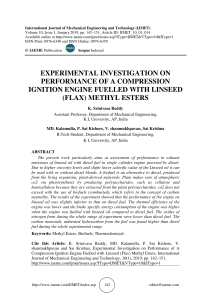 EXPERIMENTAL INVESTIGATION ON PERFORMANCE OF A COMPRESSION IGNITION ENGINE FUELLED WITH LINSEED (FLAX) METHYL ESTERS 