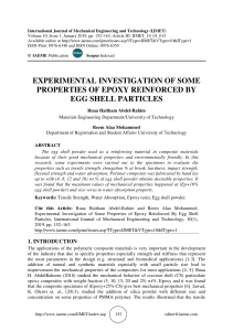 EXPERIMENTAL INVESTIGATION OF SOME PROPERTIES OF EPOXY REINFORCED BY EGG SHELL PARTICLES 