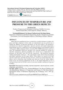 INFLUENCES OF TEMPERATURE AND PRESSURE TO THE GREEN DEFECTS