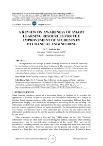 A REVIEW ON AWARENESS OF SMART LEARNING RESOURCES FOR THE IMPROVEMENT OF STUDENTS IN MECHANICAL ENGINEERING