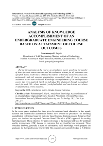 ANALYSIS OF KNOWLEDGE ACCOMPLISHMENT OF AN UNDERGRADUATE ENGINEERING COURSE BASED ON ATTAINMENT OF COURSE OUTCOMES