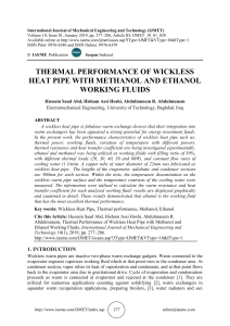 THERMAL PERFORMANCE OF WICKLESS HEAT PIPE WITH METHANOL AND ETHANOL WORKING FLUIDS 