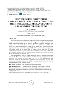 HEAT TRANSFER COEFFICIENT ENHANCEMENT IN NATURAL CONVECTION FROM HORIZONTAL RECTANGULAR FIN ARRAYS WITH PERFORATIONS
