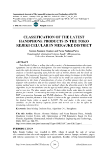 CLASSIFICATION OF THE LATEST HANDPHONE PRODUCTS IN THE TOKO REJEKI CELULAR IN MERAUKE DISTRICT