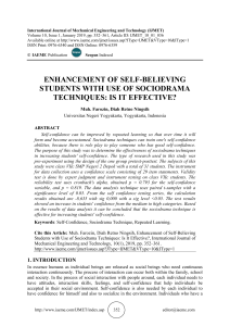 ENHANCEMENT OF SELF-BELIEVING STUDENTS WITH USE OF SOCIODRAMA TECHNIQUES: IS IT EFFECTIVE? 