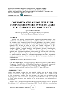CORROSION ANALYSIS OF FUEL PUMP COMPONENTS CAUSED BY USE OF MIXED FUEL GASOLINE AND BIOETHANOL 