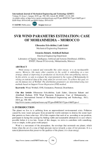 SVR WIND PARAMETRS ESTIMATION: CASE OF MOHAMMEDIA – MOROCCO 