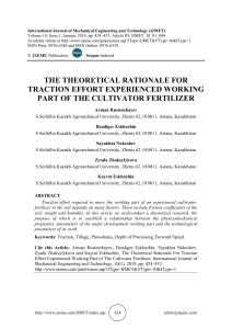 THE THEORETICAL RATIONALE FOR TRACTION EFFORT EXPERIENCED WORKING PART OF THE CULTIVATOR FERTILIZER 