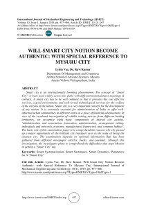 WILL SMART CITY NOTION BECOME AUTHENTIC: WITH SPECIAL REFERENCE TO MYSURU CITY 