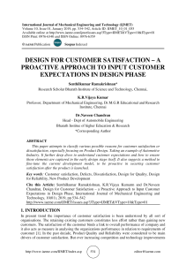 DESIGN FOR CUSTOMER SATISFACTION – A PROACTIVE APPROACH TO INPUT CUSTOMER EXPECTATIONS IN DESIGN PHASE