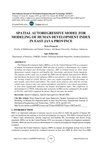 SPATIAL AUTOREGRESSIVE MODEL FOR MODELING OF HUMAN DEVELOPMENT INDEX IN EAST JAVA PROVINCE