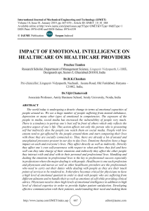 IMPACT OF EMOTIONAL INTELLIGENCE ON HEALTHCARE ON HEALTHCARE PROVIDERS