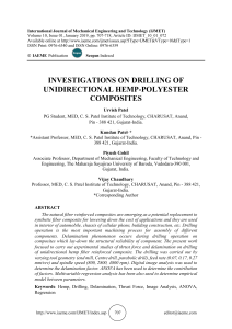 INVESTIGATIONS ON DRILLING OF UNIDIRECTIONAL HEMP-POLYESTER COMPOSITES 