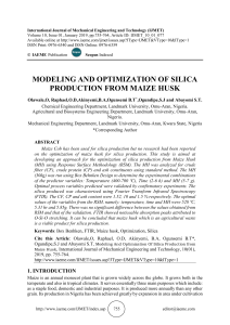 MODELING AND OPTIMIZATION OF SILICA PRODUCTION FROM MAIZE HUSK 