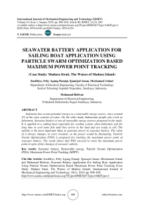 SEAWATER BATTERY APPLICATION FOR SAILING BOAT APPLICATION USING PARTICLE SWARM OPTIMIZATION BASED MAXIMUM POWER POINT TRACKING