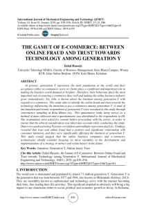 THE GAMUT OF E-COMMERCE: BETWEEN ONLINE FRAUD AND TRUST TOWARDS TECHNOLOGY AMONG GENERATION Y 