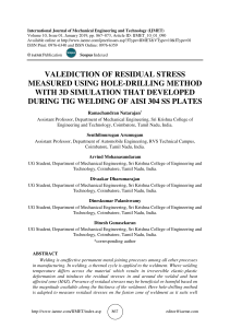 VALEDICTION OF RESIDUAL STRESS MEASURED USING HOLE-DRILLING METHOD WITH 3D SIMULATION THAT DEVELOPED DURING TIG WELDING OF AISI 304 SS PLATES