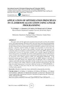 APPLICATION OF OPTIMIZATION PRINCIPLES IN CLASSROOM ALLOCATION USING LINEAR PROGRAMMING 