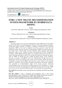 NTRS: A NEW TRAVEL RECOMMENDATION SYSTEM FRAMEWORK BY HYBRID DATA MINING 