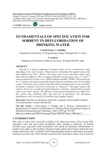 FUNDAMENTALS OF SPECIFICATION FOR SORBENT IN DEFLUORIDATION OF DRINKING WATER