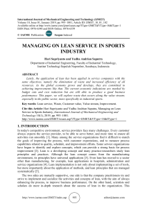 MANAGING ON LEAN SERVICE IN SPORTS INDUSTRY 