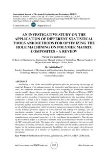 AN INVESTIGATIVE STUDY ON THE APPLICATION OF DIFFERENT STATISTICAL TOOLS AND METHODS FOR OPTIMIZING THE HOLE MACHINING ON POLYMER MATRIX COMPOSITES – A REVIEW 