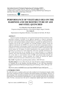 PERFORMANCE OF VEGETABLE OILS ON THE HARDNESS AND MICROSTRUCTURE OF AISI 1045 STEEL QUENCHED