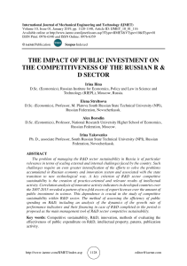 THE IMPACT OF PUBLIC INVESTMENT ON THE COMPETITIVENESS OF THE RUSSIAN R & D SECTOR 