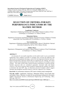 SELECTION OF CRITERIA FOR KEY PERFORMANCE INDICATORS BY THE MATRIX METHOD 