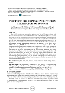 PROSPECTS FOR BIOMASS ENERGY USE IN THE REPUBLIC OF BURUNDI 