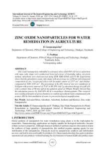 ZINC OXIDE NANOPARTICLES FOR WATER REMEDIATION IN AGRICULTURE