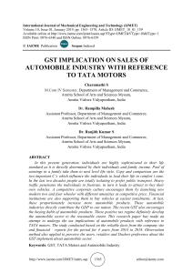 GST IMPLICATION ON SALES OF AUTOMOBILE INDUSTRY WITH REFERENCE TO TATA MOTORS 