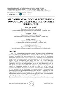 AIR GASIFICATION OF CHAR DERIVED FROM PONGAMIA DE-OILED CAKE IN A FLUIDIZED BED REACTOR 