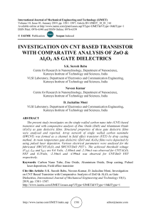 INVESTIGATION ON CNT BASED TRANSISTOR WITH COMPARATIVE ANALYSIS OF ZnO & Al2O3 AS GATE DIELECTRICS