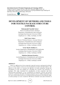 DEVELOPMENT OF METHODS AND TOOLS FOR TEXTILE PACKAGE STRUCTURE CONTROL 