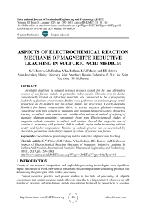 ASPECTS OF ELECTROCHEMICAL REACTION MECHANIS OF MAGNETITE REDUCTIVE LEACHING IN SULFURIC ACID MEDIUM