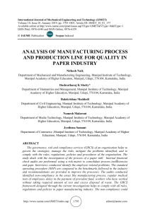 ANALYSIS OF MANUFACTURING PROCESS AND PRODUCTION LINE FOR QUALITY IN PAPER INDUSTRY