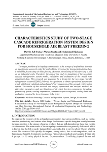 CHARACTERISTICS STUDY OF TWO-STAGE CASCADE REFRIGERATION SYSTEM DESIGN FOR HOUSEHOLD AIR BLAST FREEZING 