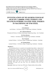 INVESTIGATION OF WEAR BEHAVIOUR OF SILICON CARBIDE TOOL INSERTS AND TITANIUM NITRIDE COATED TOOL INSERTS IN MACHINING OF EN8 STEEL 