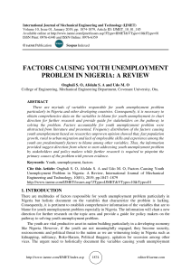 FACTORS CAUSING YOUTH UNEMPLOYMENT PROBLEM IN NIGERIA: A REVIEW 