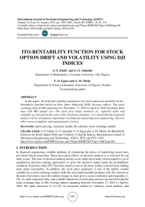 ITO-RENTABILITY FUNCTION FOR STOCK OPTION DRIFT AND VOLATILITY USING DJI INDICES 