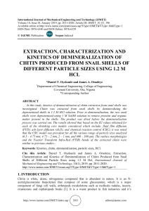 EXTRACTION, CHARACTERIZATION AND KINETICS OF DEMINERALIZATION OF CHITIN PRODUCED FROM SNAIL SHELLS OF DIFFERENT PARTICLE SIZES USING 1.2 M HCL