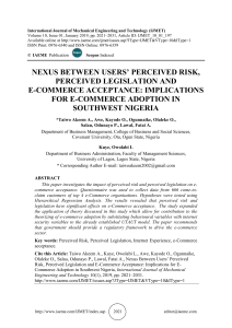 NEXUS BETWEEN USERS’ PERCEIVED RISK, PERCEIVED LEGISLATION AND E-COMMERCE ACCEPTANCE: IMPLICATIONS FOR E-COMMERCE ADOPTION IN SOUTHWEST NIGERIA