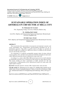 SUSTAINABLE OPERATION INDEX OF ARTERIALS IN CBD SECTOR AT HILLA CITY 