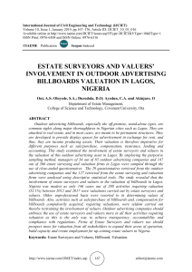 ESTATE SURVEYORS AND VALUERS’ INVOLVEMENT IN OUTDOOR ADVERTISING BILLBOARDS VALUATION IN LAGOS, NIGERIA 